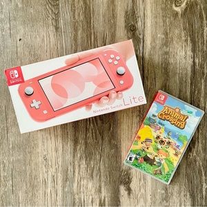 Nintendo Switch Lite Coral & Animal Crossing New Horizons LIKE NEW!